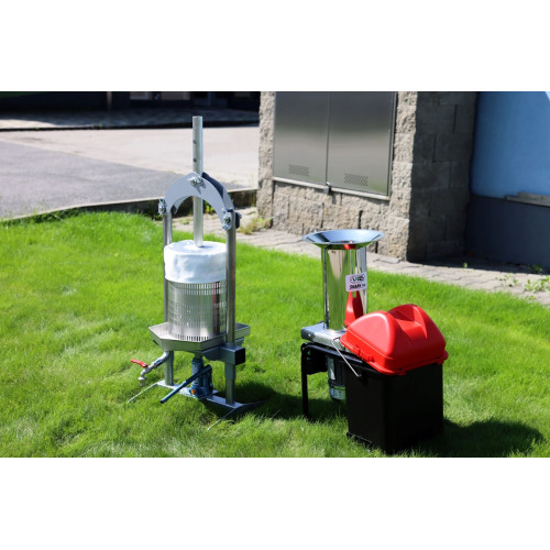 Hydrauliczna prasa do owoców i winogron VARES 18L + Rozdrabniacz FRUIT SHARK