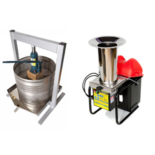 Hydrauliczna prasa do owoców i winogron VARES 50L + Rozdrabniacz FRUIT SHARK