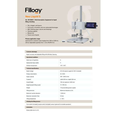 Semi-automatic bottle filling machine FILLOGY® Liquid S