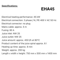 Elektriskais sulas pasterizators EHA18 – EHA45