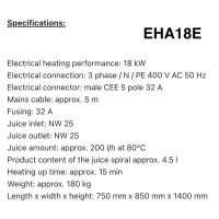 Electric juice pasteurizer EHA18E – EHA45E