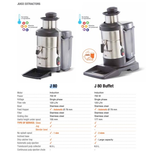Extracteur de jus par centrifugation ROBOT COUPE J 80 BUFFET  - Centrifugeuse