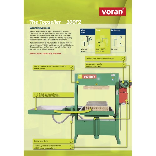Pressoir hydraulique à paquets pour jus de pommes VORAN 100P2 ROTARY - Presse à paquets