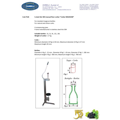 Tappatrice a colonna manuale CORKER MAGNUM